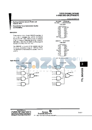 SN74H62J datasheet - 4-WIDE AND-OR EXPANDER