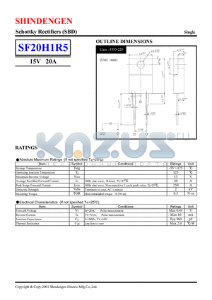 SF20H1R5 datasheet - Schottky Rectifiers(SBD)