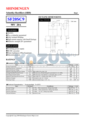 SF20SC9 datasheet - SCHOTTKY RECTIFIERS SBD