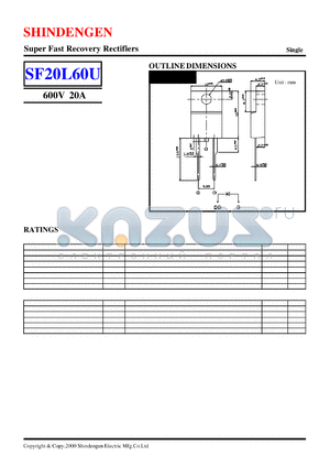 SF20L60U datasheet - Super Fast Recovery Rectifiers(600V 20A)