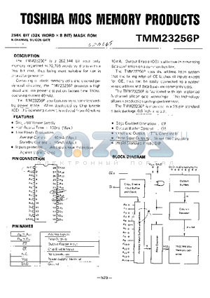 TMM23256P datasheet - 256K BIT(32K WORD x 8 BIT) MASK ROM N-CHANNEL SILICON GATE