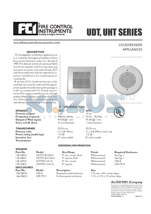 UDT datasheet - LOUDSPEAKER APPLIANCES