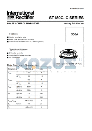 ST180C datasheet - PHASE CONTROL THYRISTORS Hockey Puk Version