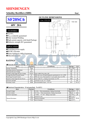 SF20SC6 datasheet - SCHOTTKY RECTIFIERS (SBD)