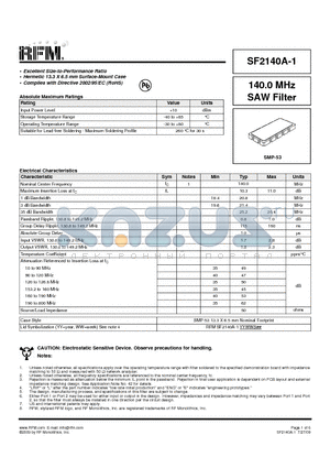 SF2140A-1 datasheet - Excellent Size-to-Performance Ratio