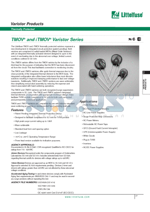 TMOV20R115E datasheet - Varistor Products - Thermally Protected