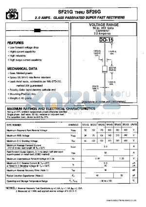 SF21G datasheet - 2.0 AMPS. GLASS PASSIVATED SUPER FAST RECTIFIERS