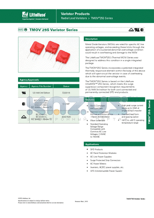 TMOV25SP550M datasheet - TMOV^25S Varistor Series