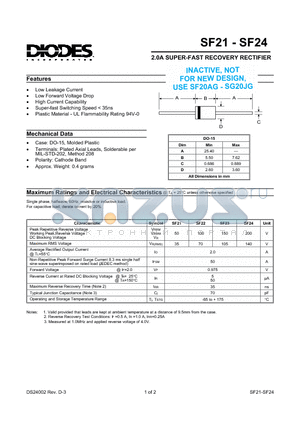 SF23 datasheet - 2.0A SUPER-FAST RECOVERY RECTIFIER