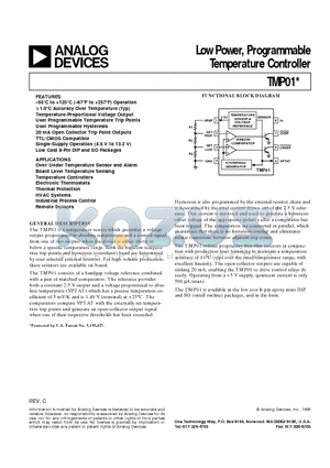 TMP01EP datasheet - Low Power, Programmable Temperature Controller