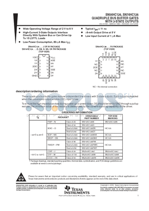 SN74HC126DTE4 datasheet - QUADRUPLE BUS BUFFER GATES WITH 3-STATE OUTPUTS