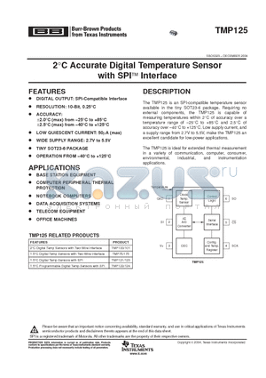 TMP101 datasheet - 2C Accurate Digital Temperature Sensor with SPI Interface