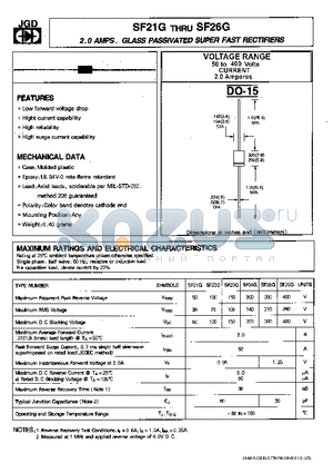 SF26G datasheet - 2.0 AMPS. GLASS PASSIVATED SUPER FAST RECTIFIERS