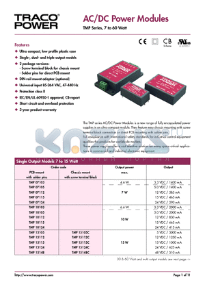 TMP10112 datasheet - AC/DC Power Modules