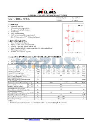 SF27G datasheet - SUPER FAST GLASS PASSIVATED RECTIFIER