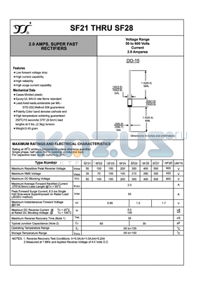 SF28 datasheet - 2.0 AMPS. SUPER FAST RECTIFIERS