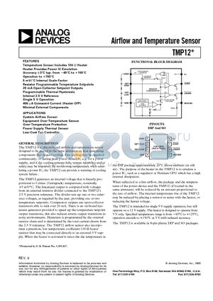 TMP12 datasheet - Airflow and Temperature Sensor