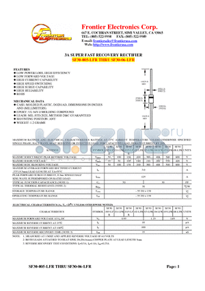 SF30-06-LFR datasheet - 3A SUPER FAST RECOVERY RECTIFIER