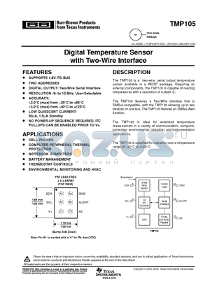 TMP105 datasheet - Digital Temperature Sensor with Two-Wire Interface