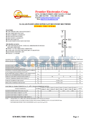 SF30-06G datasheet - 3A GLASS PASSIVATED SUPER FAST RECOVERY RECTIFIER