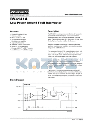 RV4141A datasheet - Low Power Ground Fault Interrupter