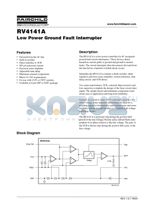 RV4141 datasheet - Low Power Ground Fault Interrupter