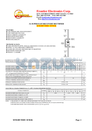 SF30-06 datasheet - 3A SUPER FAST RECOVERY RECTIFIER