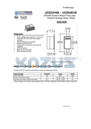UDZS3V6B datasheet - 200mW Surface Mount Flat Lead Plastic Package Zener Diode