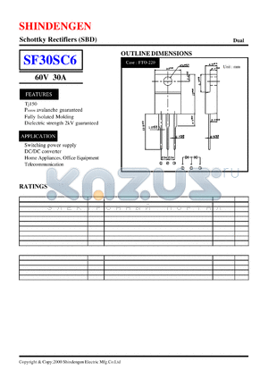 SF30SC6 datasheet - Schottky Rectifiers (SBD) (60V 30A)