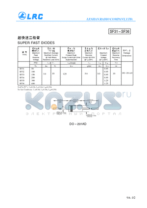 SF31 datasheet - SUPER FAST DIODES