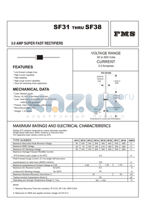 SF31 datasheet - 3.0 AMP SUPER FAST RECTIFIERS