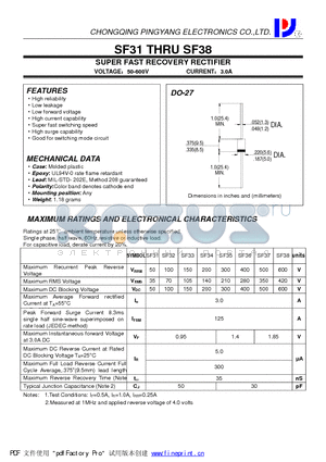 SF31 datasheet - SUPER FAST RECOVERY RECTIFIER