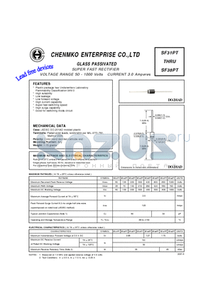 SF32PT datasheet - SUPER FAST RECTIFIER