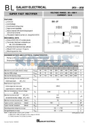 SF34 datasheet - SUPER FAST RECTIFIER