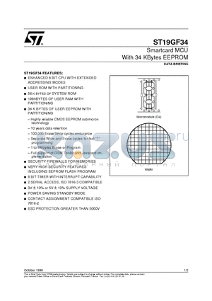 ST19GF34 datasheet - Smartcard MCU With 34 KBytes EEPROM