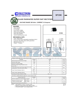 SF35K datasheet - GLASS PASSIVATED SUPER FAST RECTIFIER