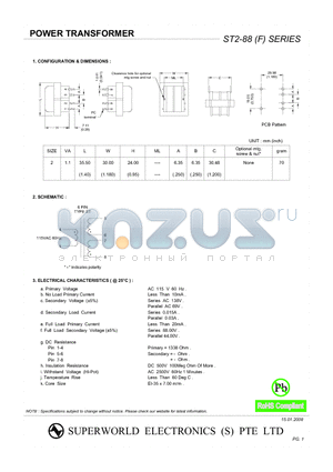 ST2-88 datasheet - POWER TRANSFORMER