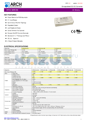 ST20-48-5S datasheet - Encapsulated DC-DC Converter