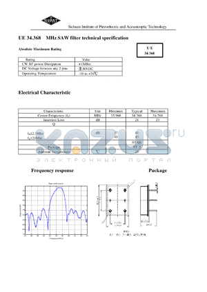 UE34368 datasheet - SAW filter technical specification