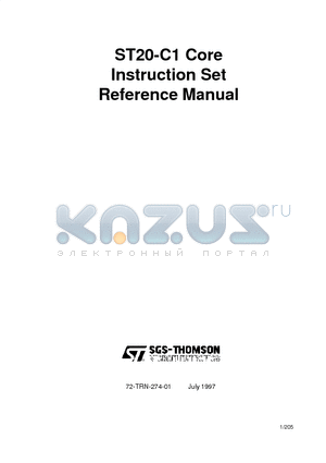 ST20-C1 datasheet - Instruction Set Reference Manual