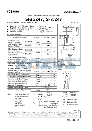 SF3JZ47 datasheet - TOSHIBA THYRISTOR SILICON DIFFUSED TYPE