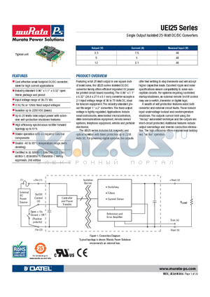 UEI25 datasheet - Single Output Isolated 25-Watt DC/DC Converters