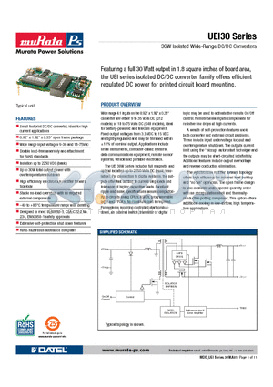 UEI30-150-Q48N-C datasheet - 30W Isolated Wide-Range DC/DC Converters