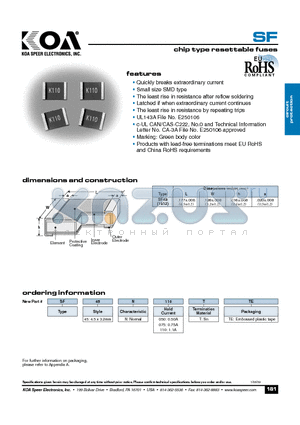 SF45N110TTE datasheet - chip type resettable fuses