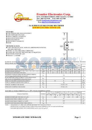 SF50-06-LFR datasheet - 5A SUPER FAST RECOVERY RECTIFIER