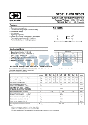 SF502 datasheet - SUPER FAST RECOVERY RECTIFIER