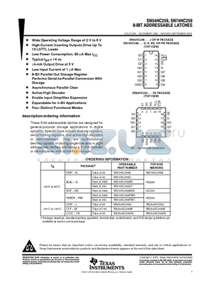 SN74HC259D datasheet - 8-BIT ADDRESSABLE LATCHES