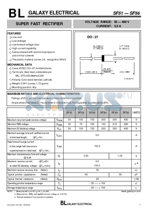 SF51 datasheet - SUPER FAST RECTIFIER