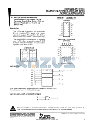 SN74HC266D datasheet - QUADRUPLE 2-INPUT EXCLUSIVE-NOR GATES WITH OPEN-DRAIN OUTPUTS