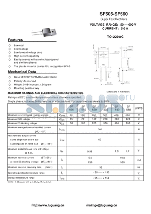 SF520 datasheet - Super Fast Rectifiers